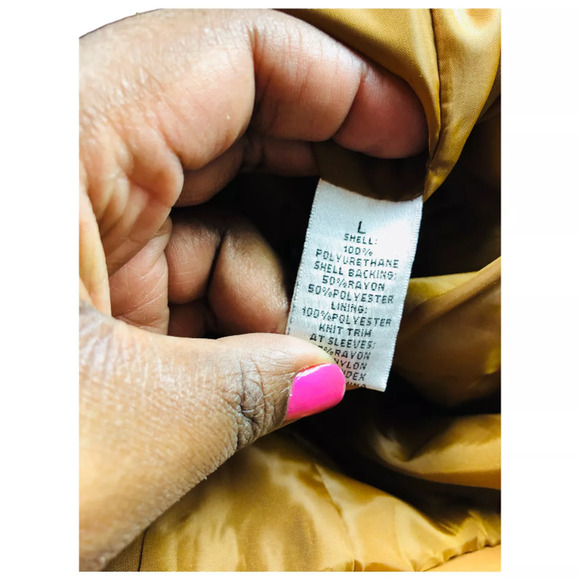 Kate & Mallory Womens Sleeveless Faux Leather Full Zip Vest Jacket Brown Large - Picture 9 of 9